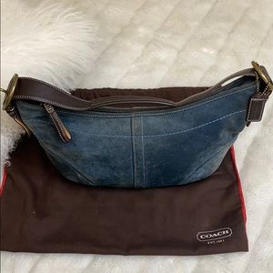 Coach Vintage Blue Suede Hobo Bag medium
